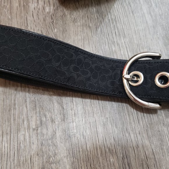 Coach Monogram Canvas and Leather Belt Black Sz Medium - Picture 2 of 6